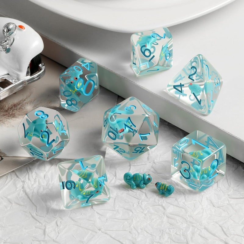 DNDND Chameleon D&D Dice Set, 7PCS Resin Dice Set with Velvet Bag for Dungeons and Dragons Role Playing Games and Tabletop Games（Chameleon - Image 5